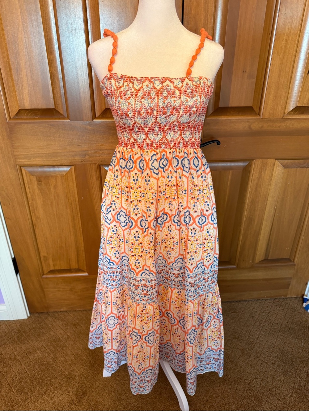 Ash & Eden Maxi multicolor design bubble strap dress women’s S